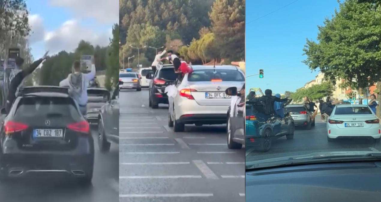 dugun konvoyunda akilalmaz anlar slalom yapip sarktilar 5HgevFLW