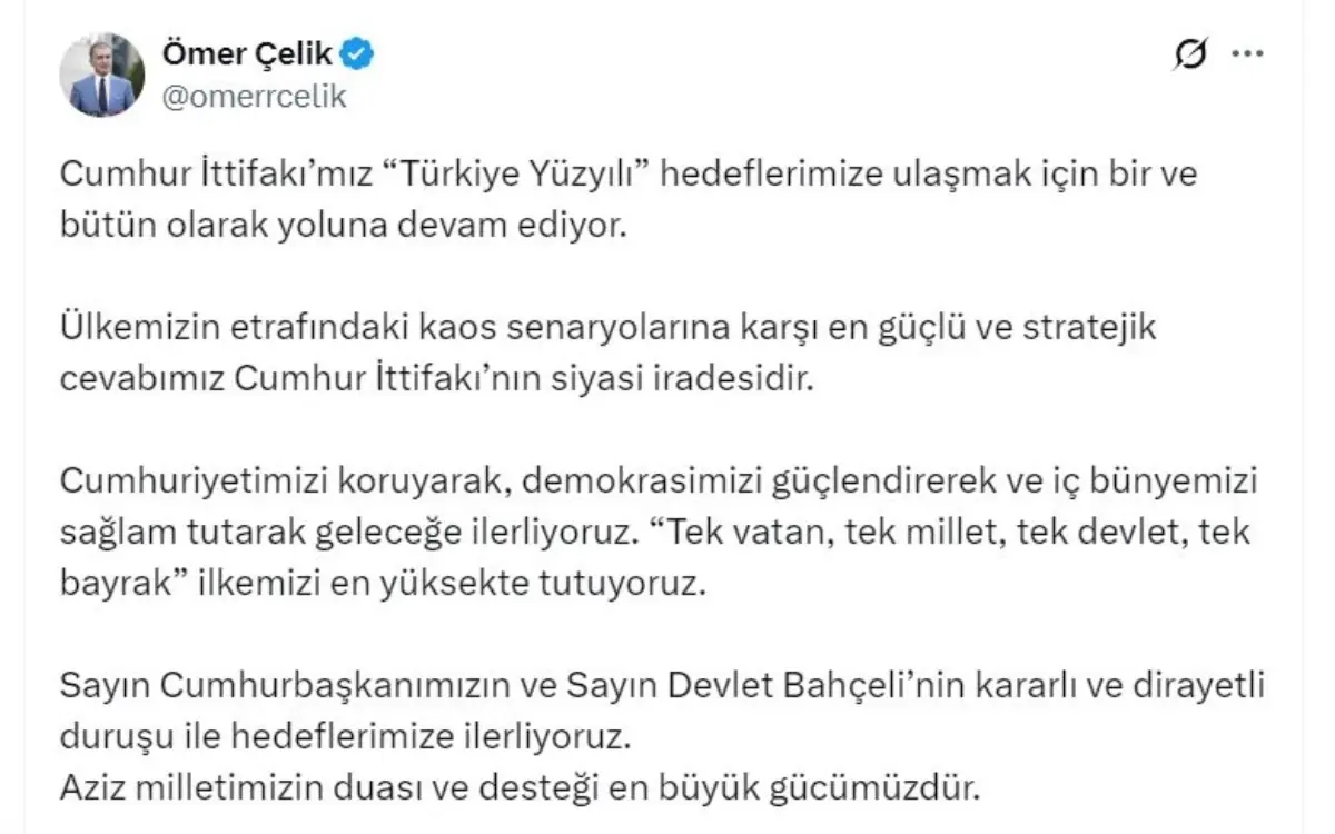 omer celik cumhur ittifaki turkiye yuzyili hedefleri icin birlikte ilerliyor C1ys7S6g.jpg